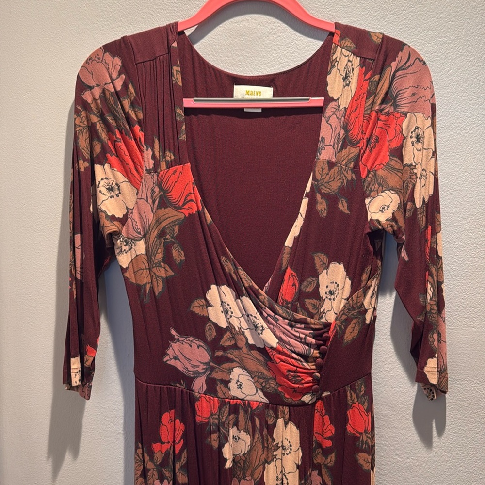 Faux wrap midi dress